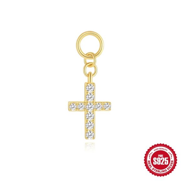 Elegant 925 Sterling Silver Cross Drop Earrings with Sparkling Zircon - Picture 7 of 7